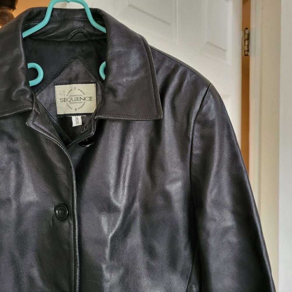90s y2k vintage Leather blazer  jacket oversized small - Picture 6 of 14